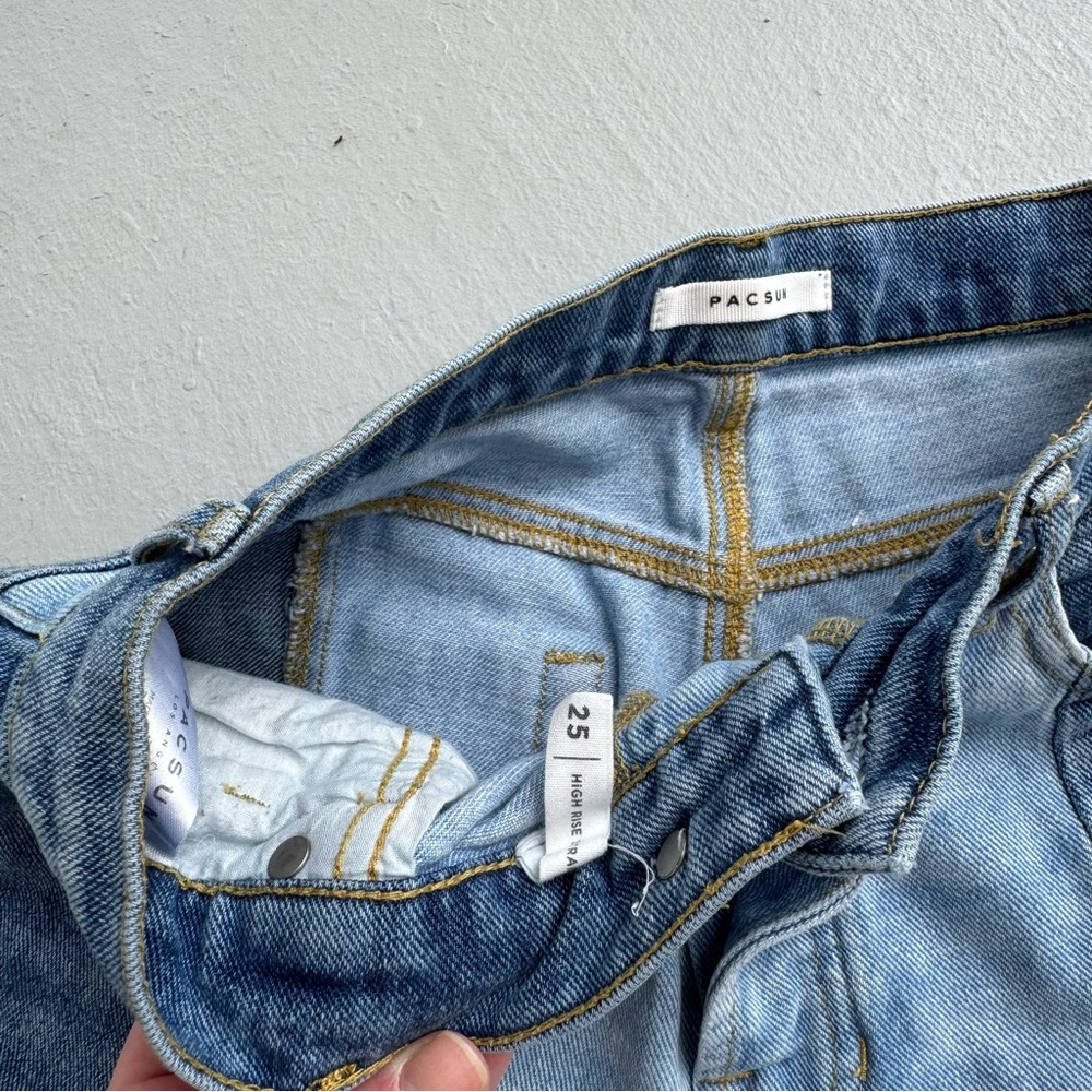 PacSun High Rise Patchwork Blue Jeans Size 25 - Picture 5 of 6